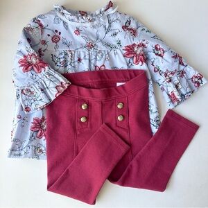 Janie and Jack Floral Blouse and Leggings in excellent condition